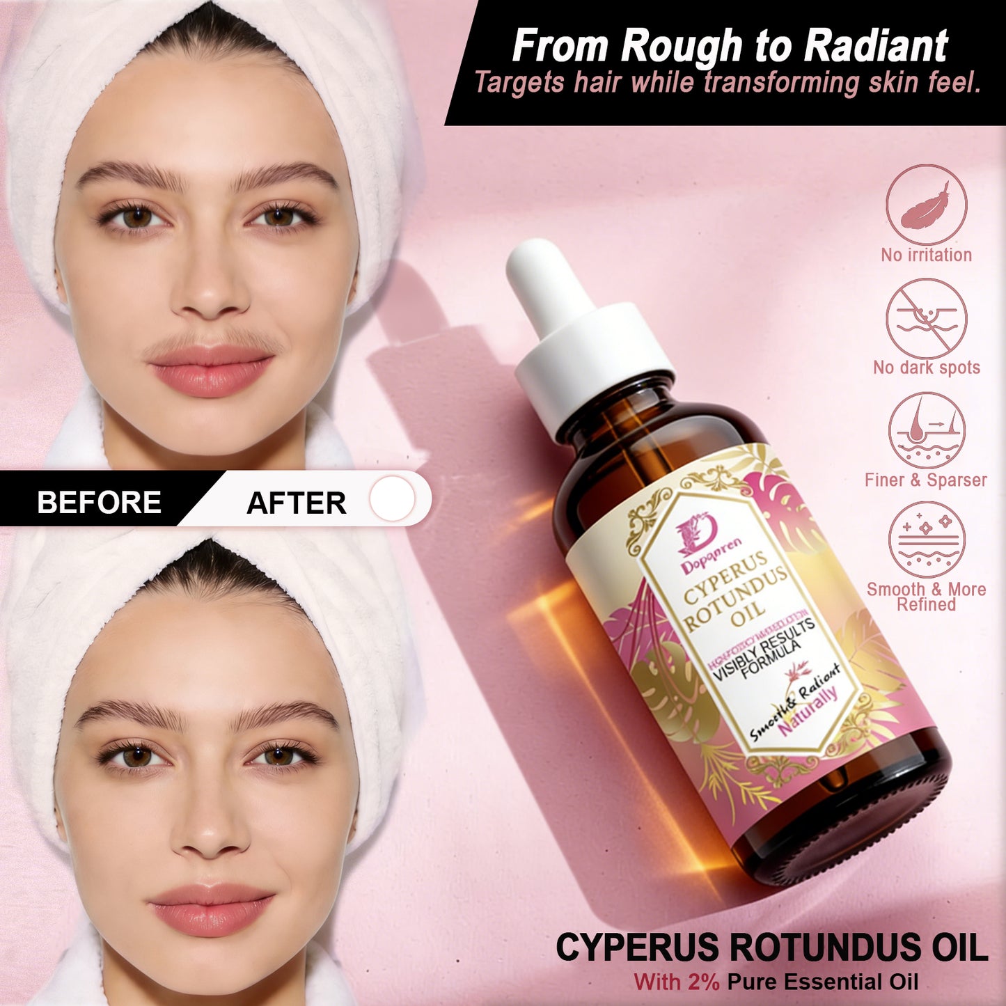 Cyperus Rotundus Oil 2 Pack (2 x 60ml), Concentrated Essential Oil for Smooth Skin Appearance, Botanical Oil for Face & Body, Ideal for Australia's Post-Shave Care Ritual, 120ml Total